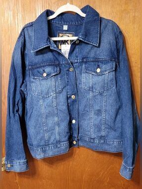 Michael Kors Riviera Blue Wash Denim Trucker Jacket Womens Size 2X NWT (0760)
